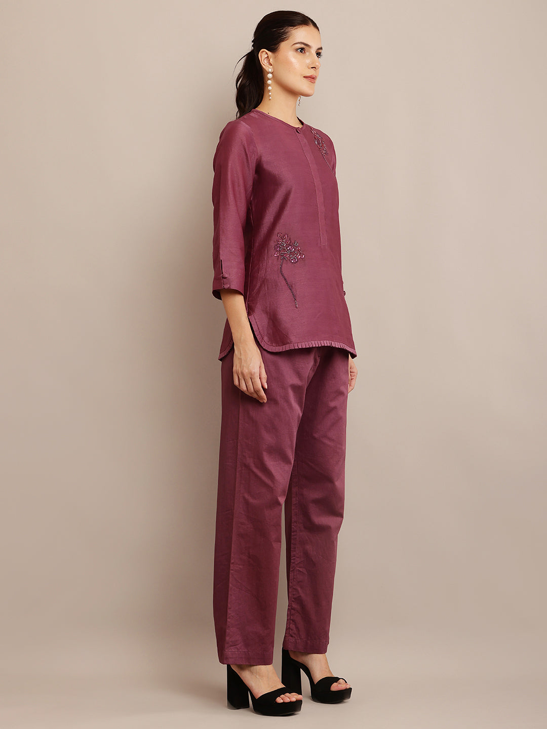 MAROON FLORAL TOP & PANT
