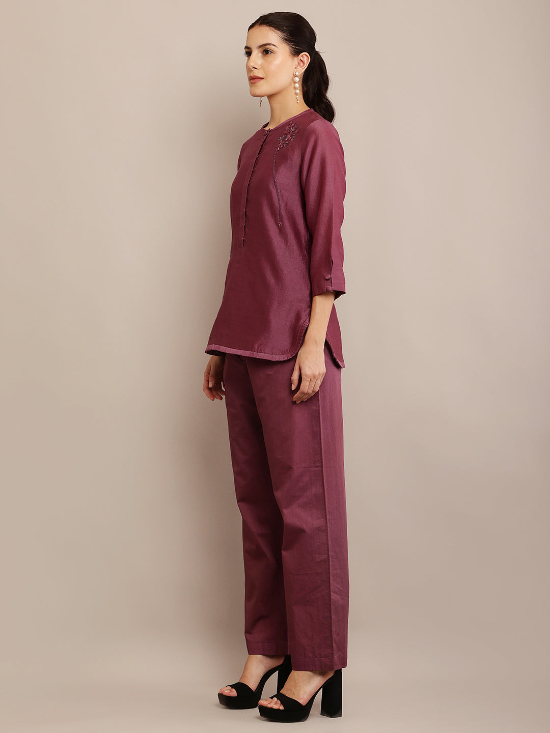 MAROON FLORAL TOP & PANT
