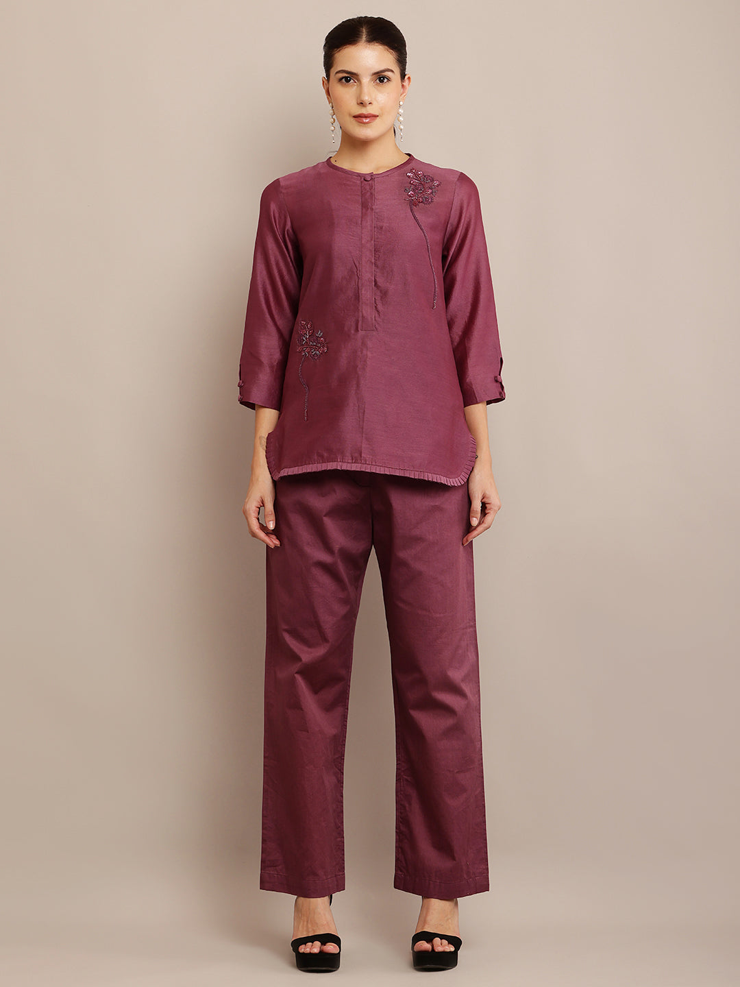 MAROON FLORAL TOP & PANT