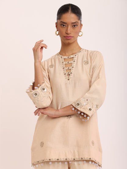 IVORY EMB TOP & IVORY EMB PANTS