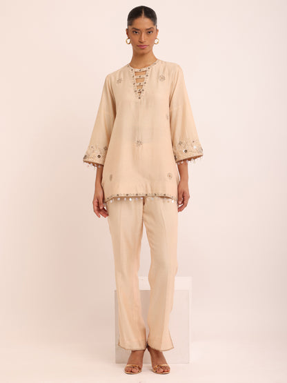 IVORY EMB TOP & IVORY EMB PANTS