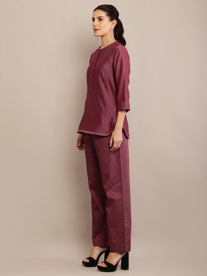 MAROON FLORAL TOP & PANT