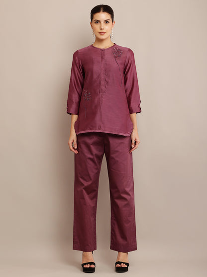 MAROON FLORAL TOP & PANT