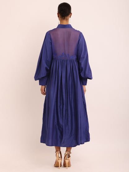 BLUE EMB DRESS