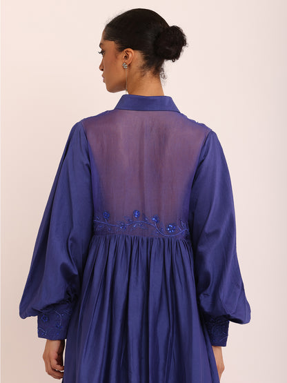 BLUE EMB DRESS