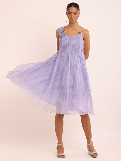 PLEATED FLOWER DRESS