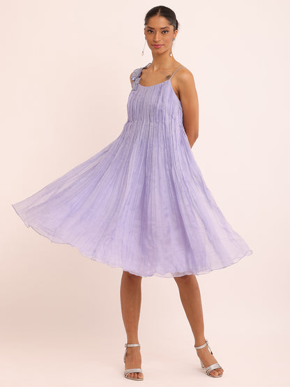 PLEATED FLOWER DRESS