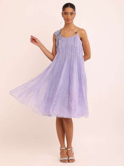 PLEATED FLOWER DRESS