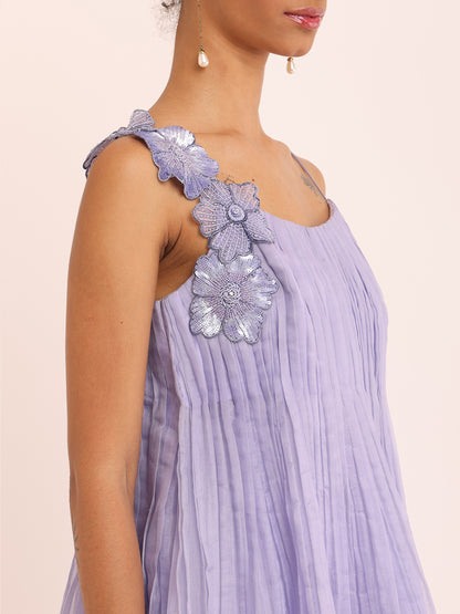 PLEATED FLOWER DRESS