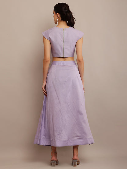 WHITE FLORAL LILAC TOP & SKIRT