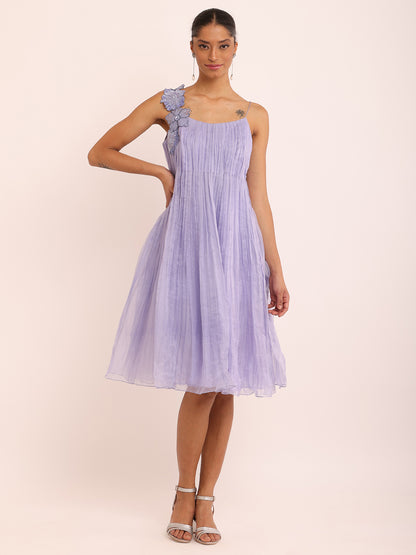 PLEATED FLOWER DRESS