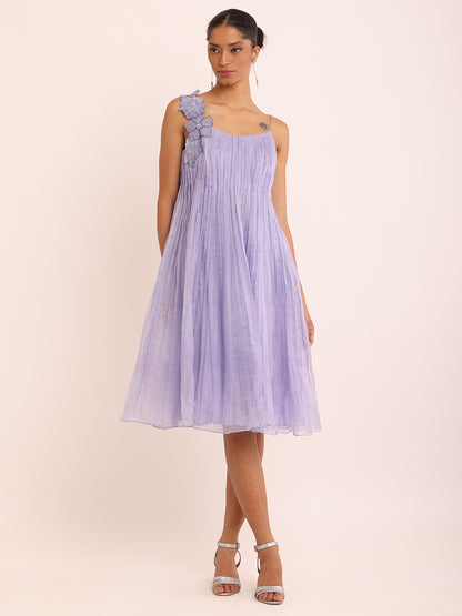 PLEATED FLOWER DRESS