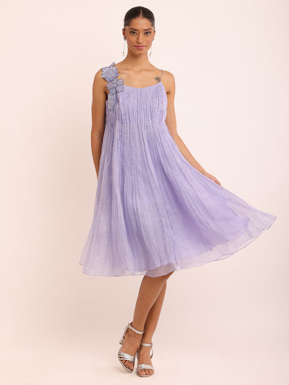 PLEATED FLOWER DRESS