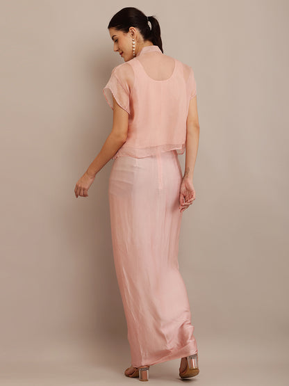 PINK ORGANZA KAFT TOP & SKIRT