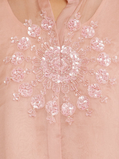 PINK ORGANZA KAFT TOP & SKIRT