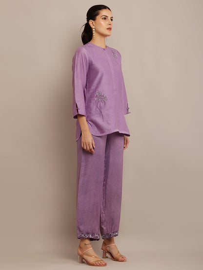DARK LILAC FLOWER TOP & PANT