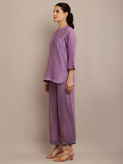 DARK LILAC FLOWER TOP & PANT