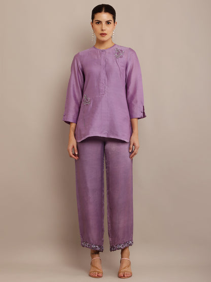 DARK LILAC FLOWER TOP & PANT