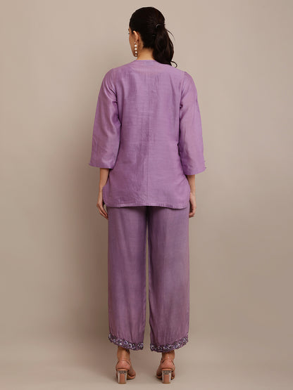 DARK LILAC FLOWER TOP & PANT