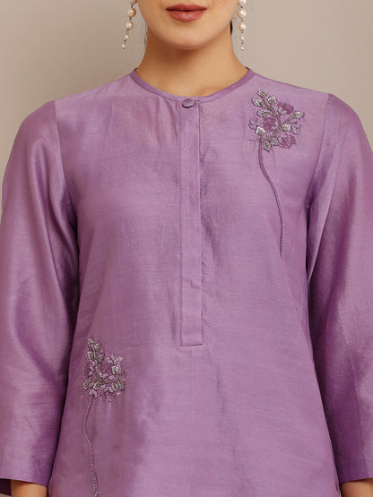 DARK LILAC FLOWER TOP & PANT