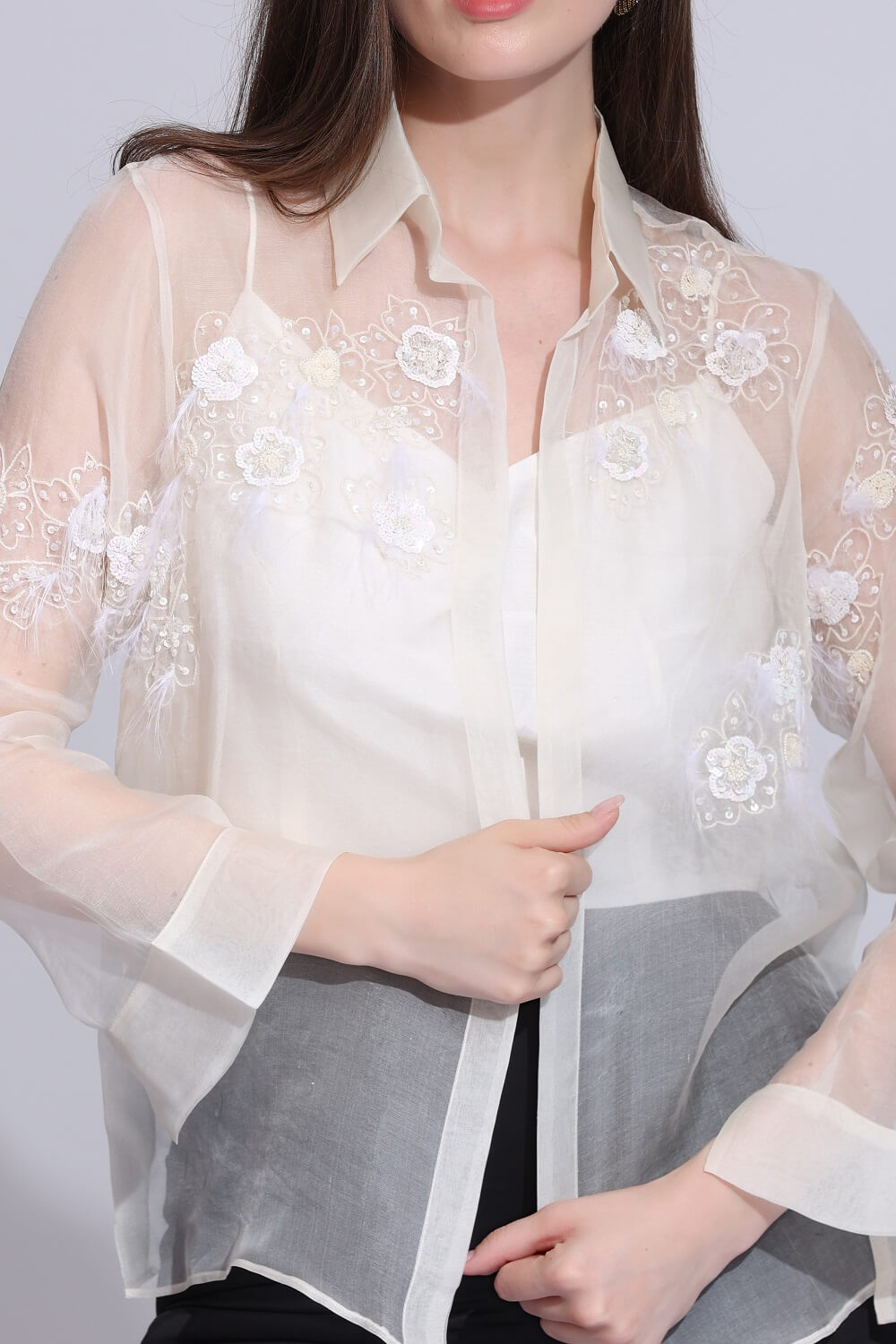 ORGANZA FEATHER SHIRT – SM-83-W