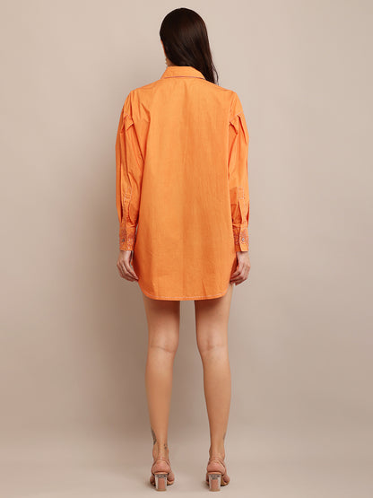 CUT WORK ORANGE SHIRT