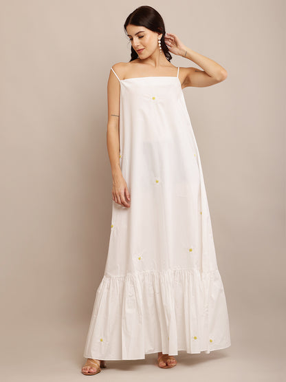 YELLOW BLOSSOM WHITE DRESS