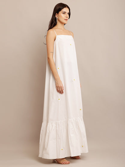 YELLOW BLOSSOM WHITE DRESS