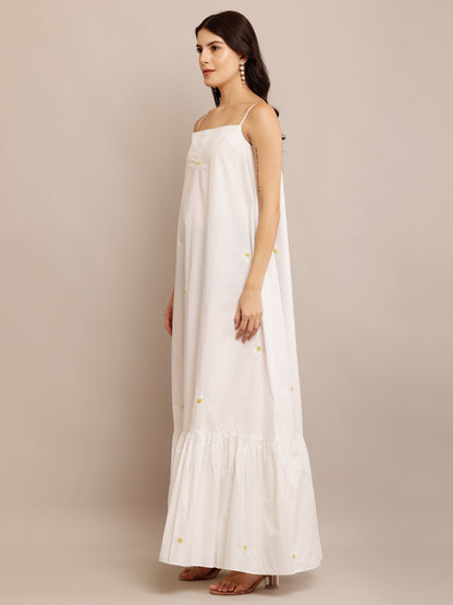 YELLOW BLOSSOM WHITE DRESS