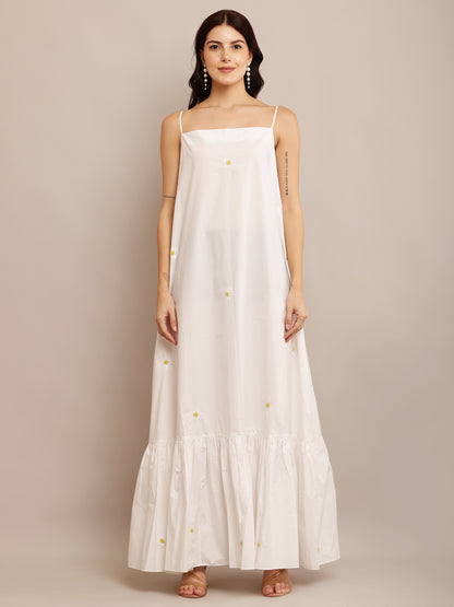 YELLOW BLOSSOM WHITE DRESS