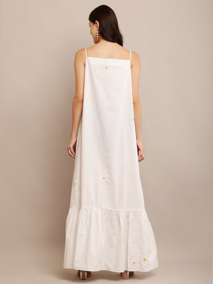 YELLOW BLOSSOM WHITE DRESS