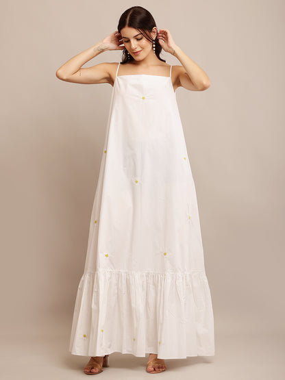 YELLOW BLOSSOM WHITE DRESS