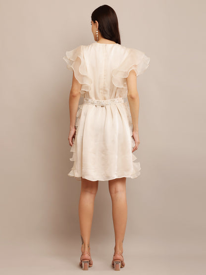 EMB IVORY BELT DRESS