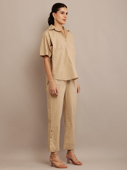 KAFT KHAKI TOP & KHAKHI BUTTON PANTS