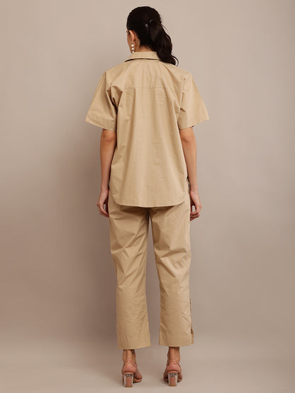 KAFT KHAKI TOP & KHAKHI BUTTON PANTS