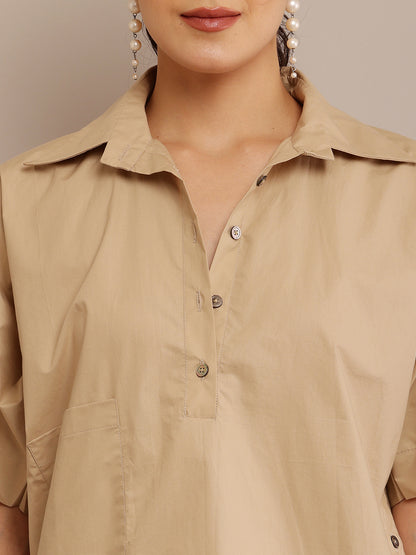 KAFT KHAKI TOP & KHAKHI BUTTON PANTS