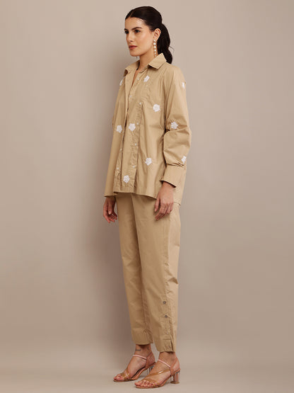 WHITE FLORAL KHAKI SHIRT & PANT