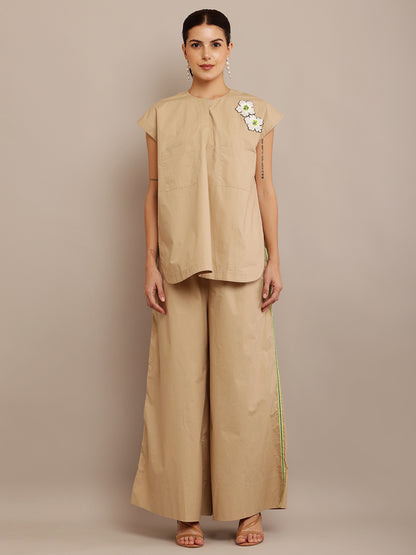 NEON FLORAL KHAKI TOP & PANT