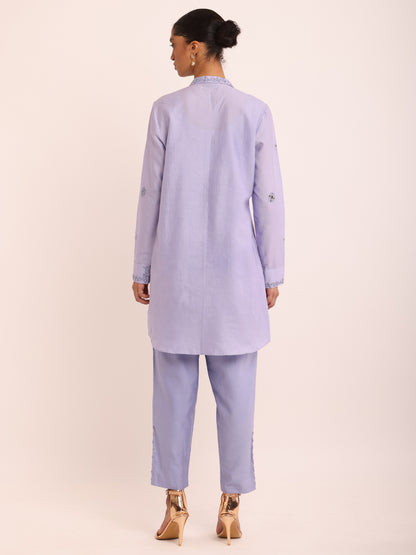 FLORAL LILAC EMB TOP & STRAIGHT LILAC PANT