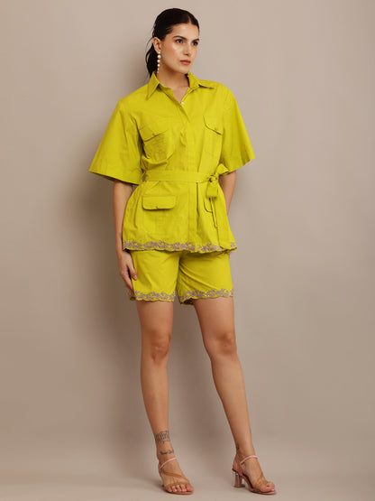 LIME GREEN TOP & SHORTS