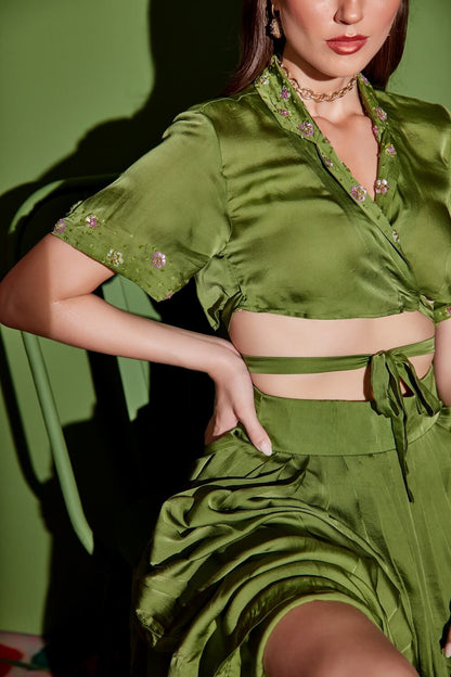 PLEATED SKIRT & WRAP OVER TOP – SM26