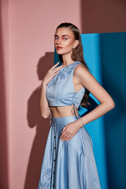 MID LENGHT SKIRT & SIDE KNOT TOP – SM25