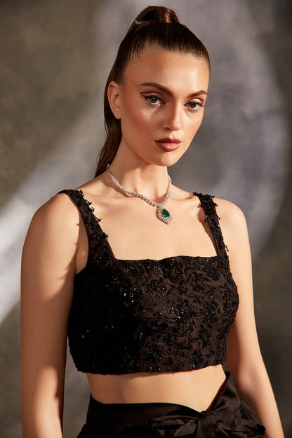 SEQUINNED CROP TOP & FRONT BOW SKIRT – SM39