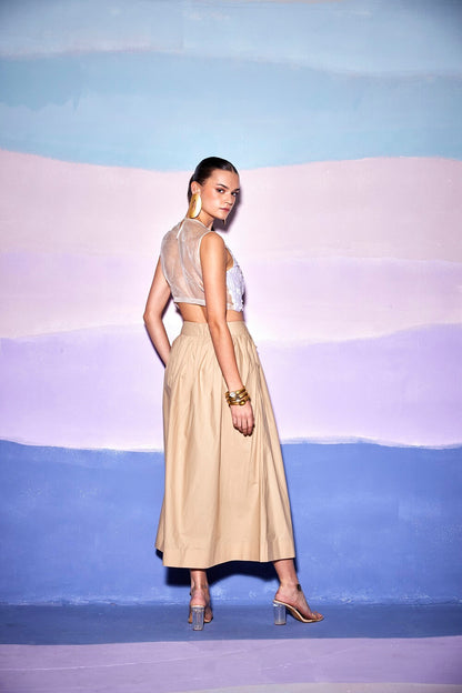WHITE CROP TOP & KHAKI SKIRT – AW1