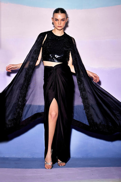 PANSY CROP TOP, SKIRT & CAPE – AW93