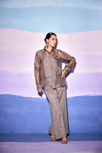 APPLIQUE BROWN SHIRT & PANTS – AW59