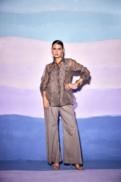 APPLIQUE BROWN SHIRT & PANTS – AW59