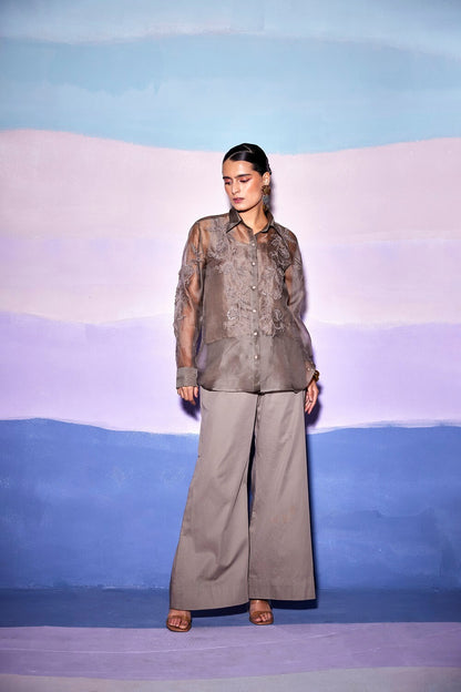 APPLIQUE BROWN SHIRT & PANTS – AW59
